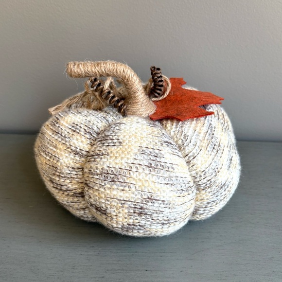 Holiday Halloween Fall Decorative Fabric Pumpkins Set of 3 Gray, White, Cream - Picture 3 of 16